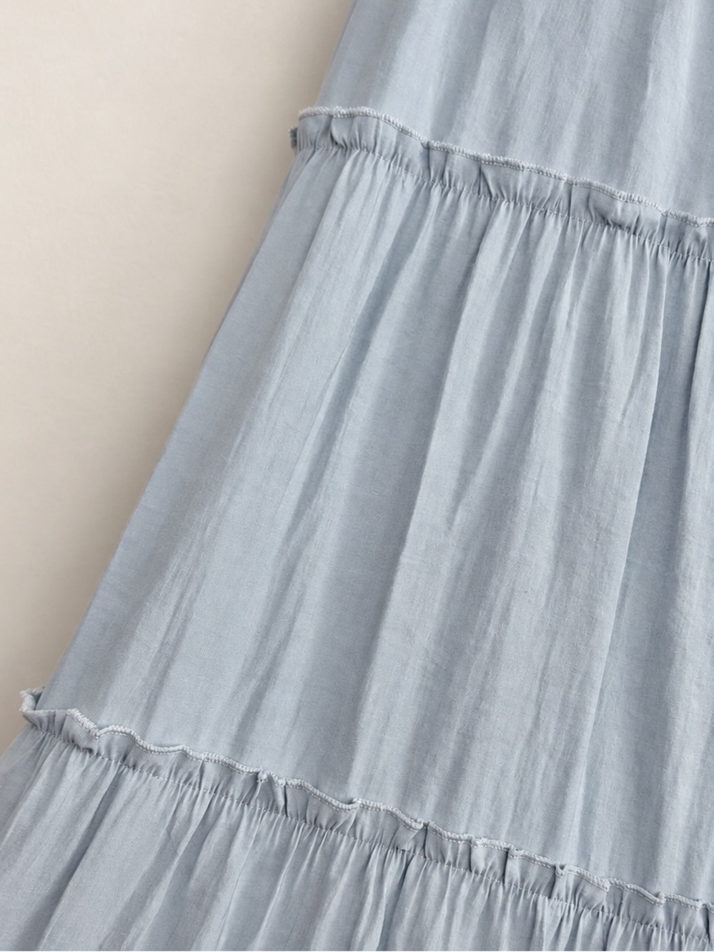 Powder Blue Tiered Lined Maxi Skirt Size Large - Picture 2 of 4